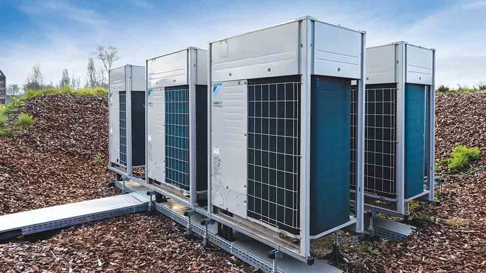 A machine is sitting on top of a wooden pallet on the ground - Fort Worth, TX - A/C Kives Heating & Air Conditioning