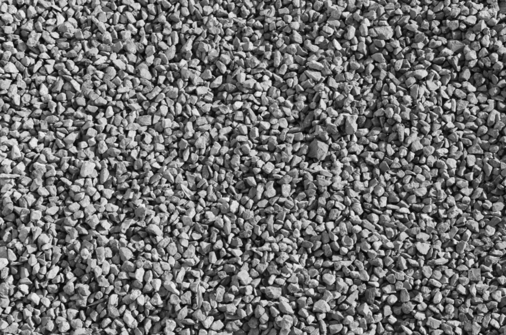 A black and white photo of a pile of #8910 gravel.
