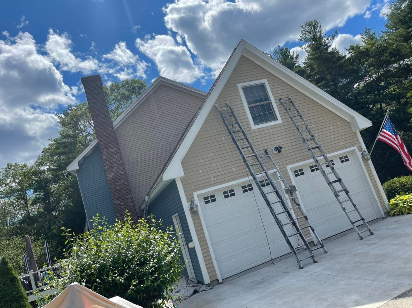Two Ladders in Front of a Garage — North Hampton, NH — MG Painting And Hardwood Floor