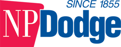 The logo for np dodge has been around since 1855