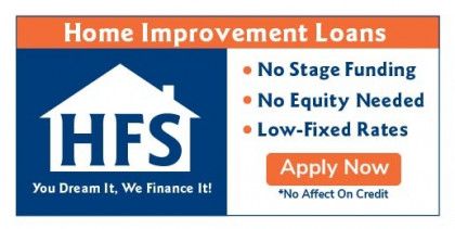 A blue and orange sign for home improvement loans