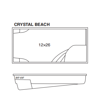 A black and white drawing of a crystal beach swimming pool.