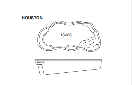 A black and white drawing of a houston swimming pool