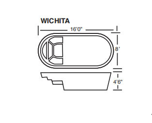A black and white drawing of a wichita swimming pool