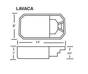 A black and white drawing of a lavaca swimming pool