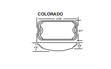 A drawing of a colorado swimming pool with measurements