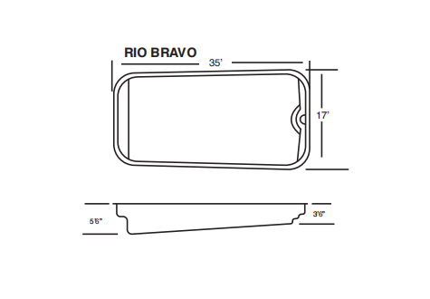 A black and white drawing of a rio bravo swimming pool
