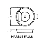 A black and white drawing of a marble falls.