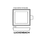 A black and white drawing of a square container with a handle.