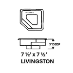 A black and white drawing of a livingston tub.