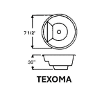 A black and white drawing of a sink with measurements.