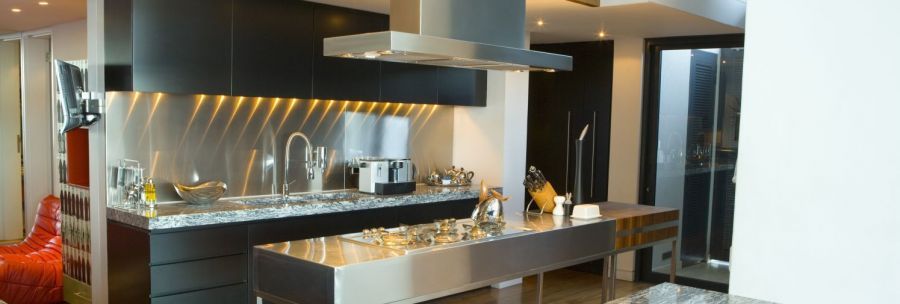 Beatiful design kitchen with stainless steel details
