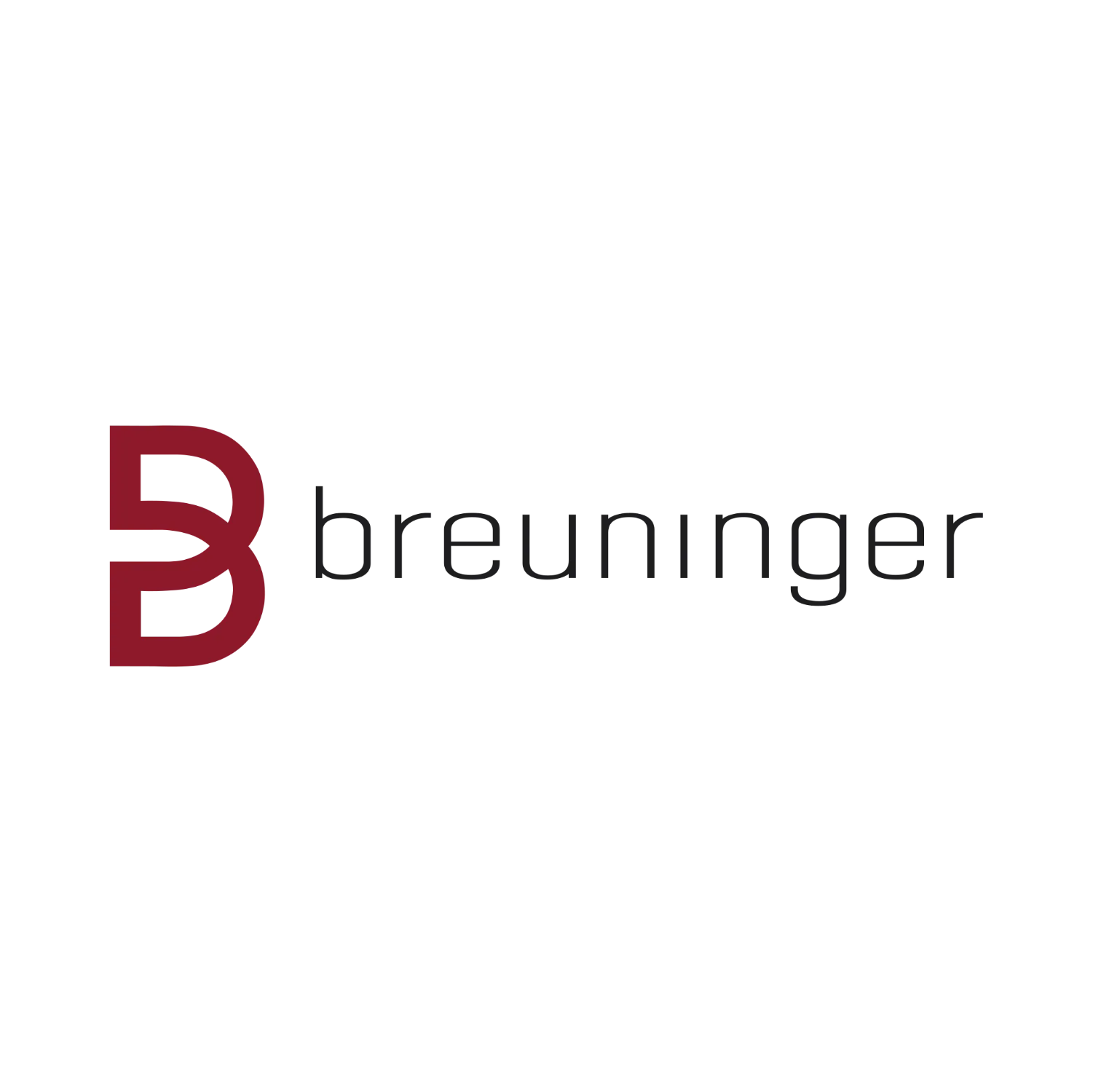 Ein rot-weißes Logo für Breuninger auf weißem Hintergrund.