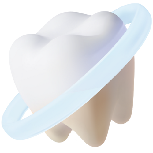 Tooth with a light blue halo around it.