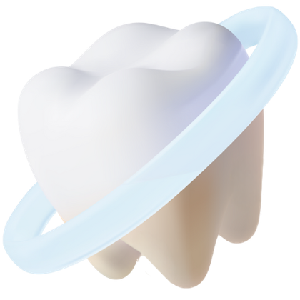 Tooth with a light blue halo around it.