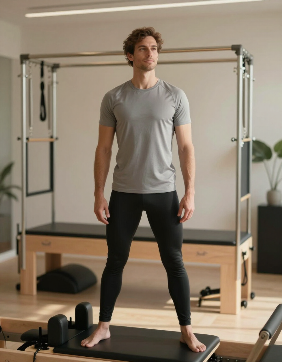 Instructor James at a reformer