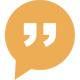A yellow speech bubble with white quotes inside of it.