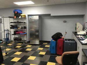Durable checkered kitchen vinyl flooring in a commercial prep area in Plantation, FL.