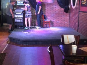 Mixed carpet and laminate flooring installed in commercial entertainment venue in Plantation, FL.