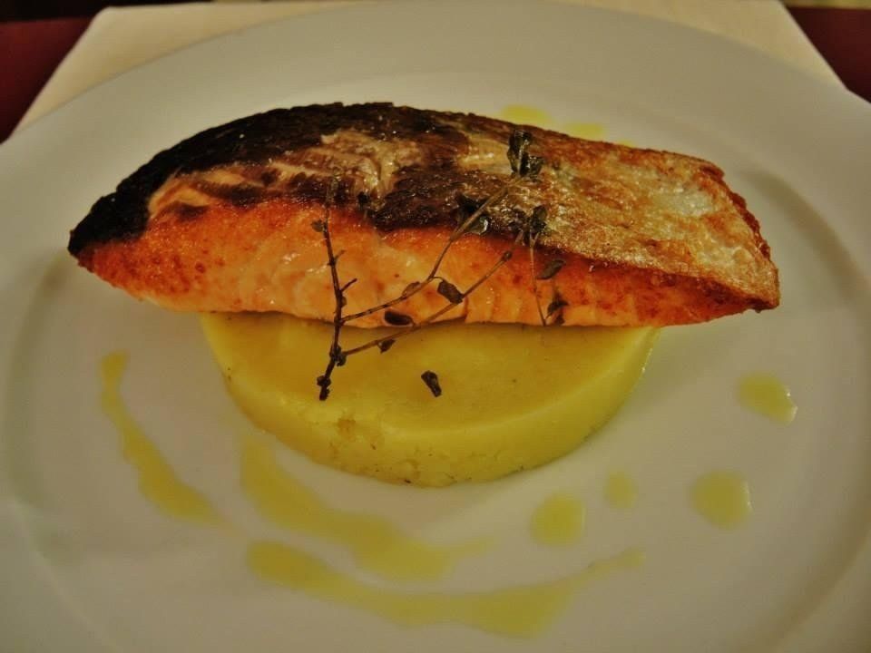 salmone con polenta