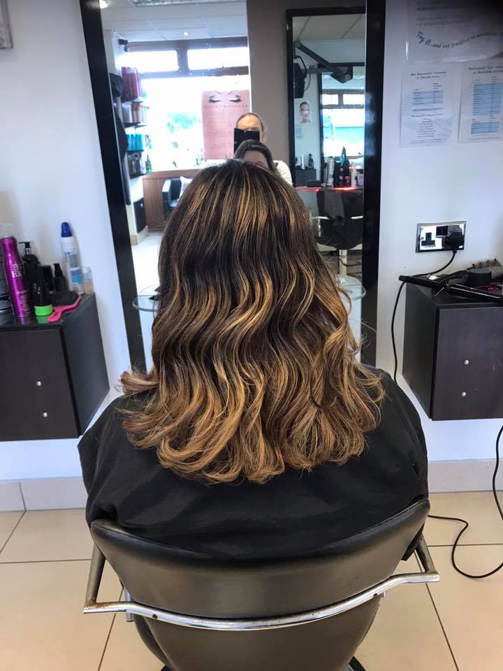 lady with long wavy hair