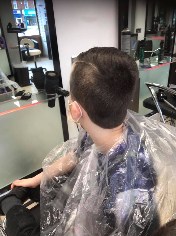man getting a haircut