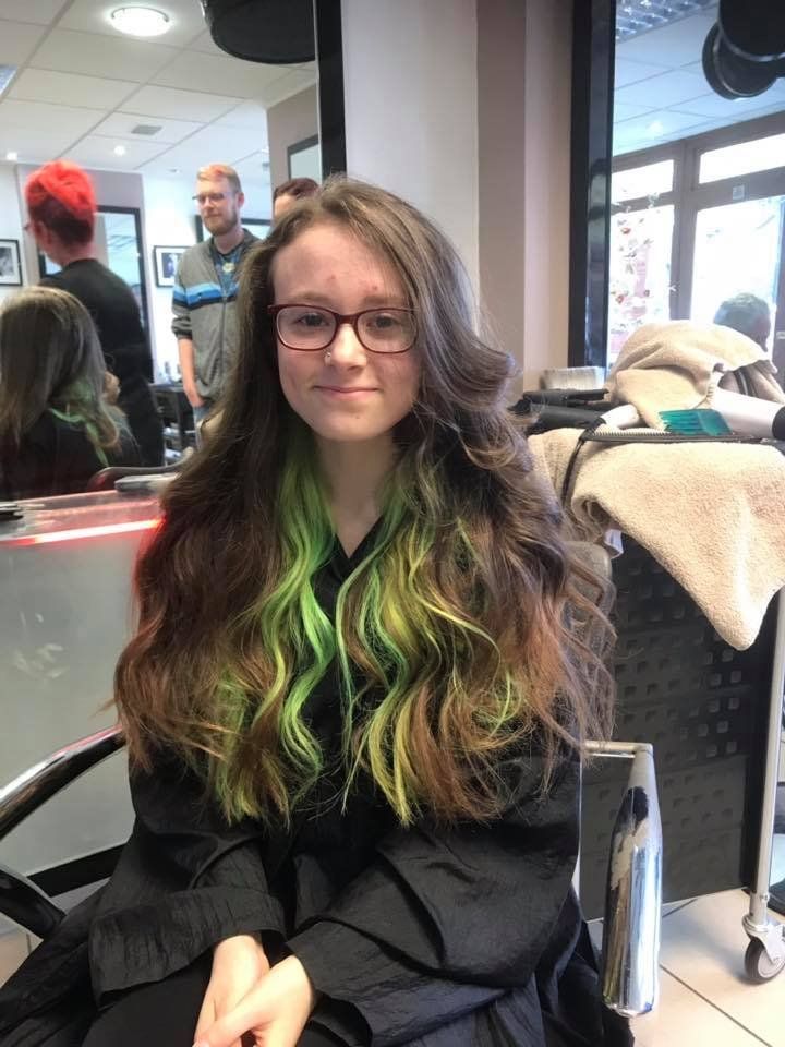 Girl with long wavy hair