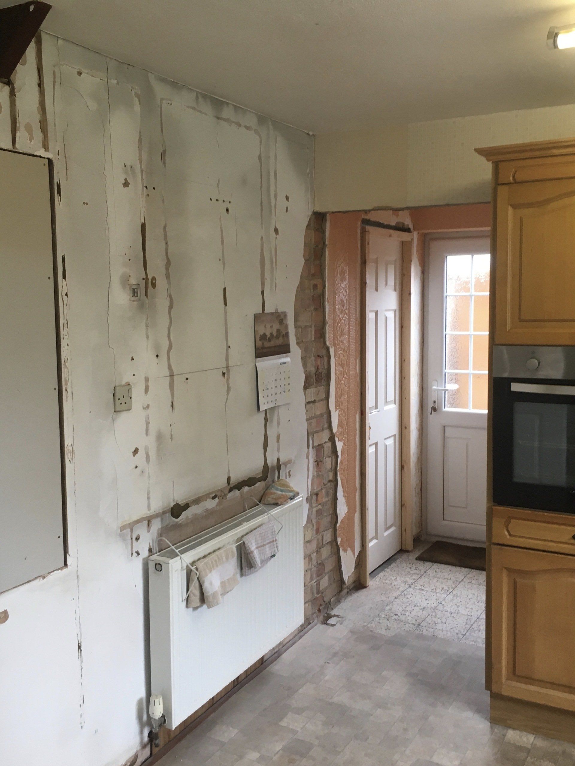 A renovation of a hallway