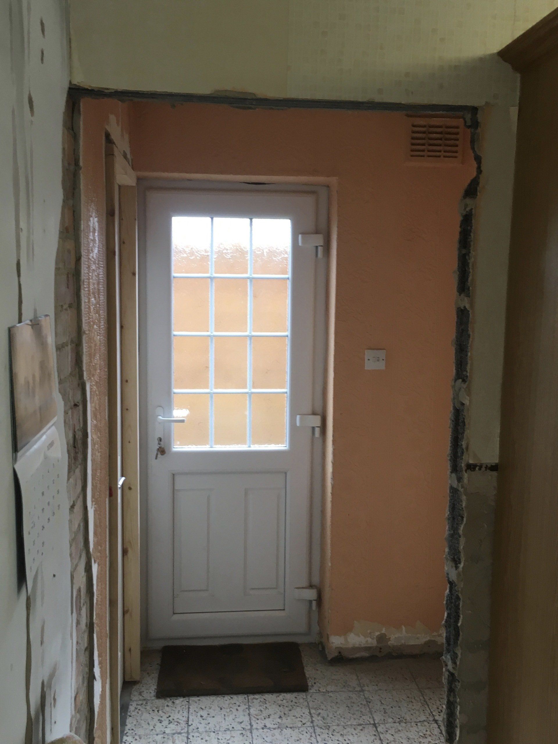 A renovation of a hallway