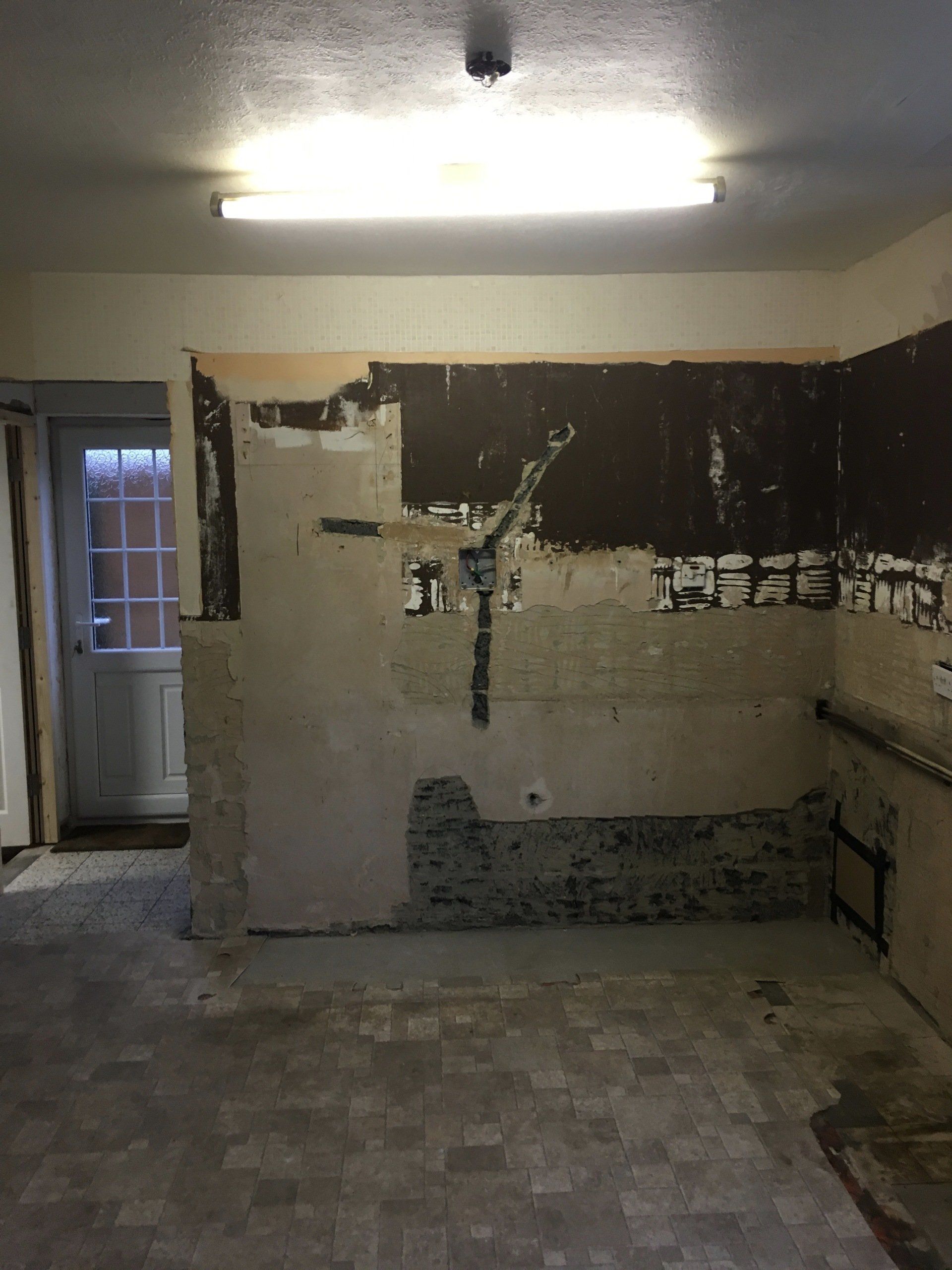 A renovation of a hallway