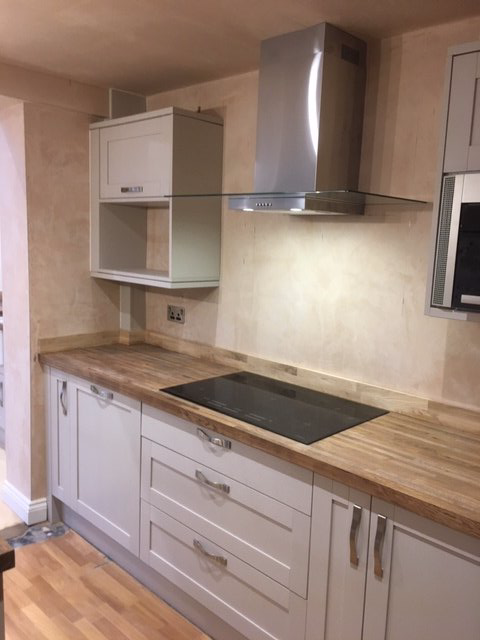 Plastering around a kitchen