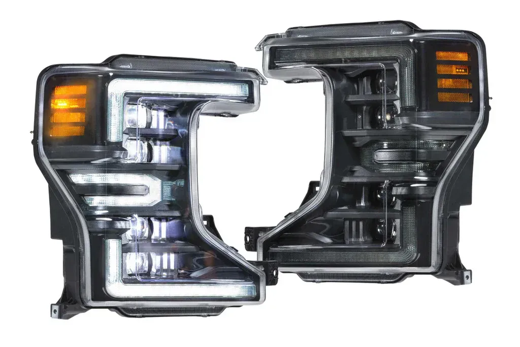 A pair of headlights on a white background.