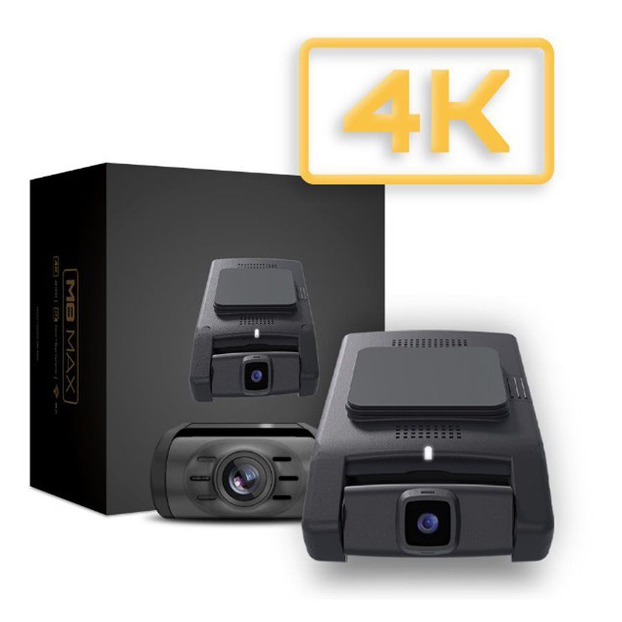 A 4k camera is sitting next to a box.