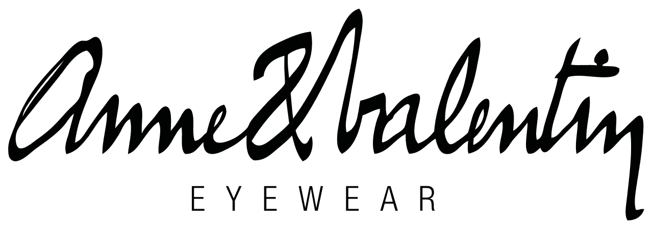Anne & Valentin Eyewear logo in black script. 