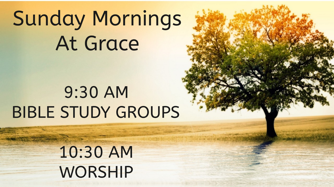 Sunday Morning Schedule->9:30 Bible Study, 10:30 Worship Service