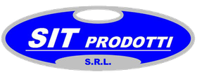 Logo per SIT Prodotti SRL in testo bianco su ovale blu, con contorno grigio.