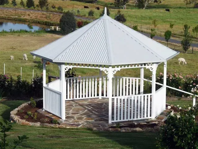 White Gazebo With a Corrugated Metal Roof — The Gazebo and Shade Centre in Jindera, NSW