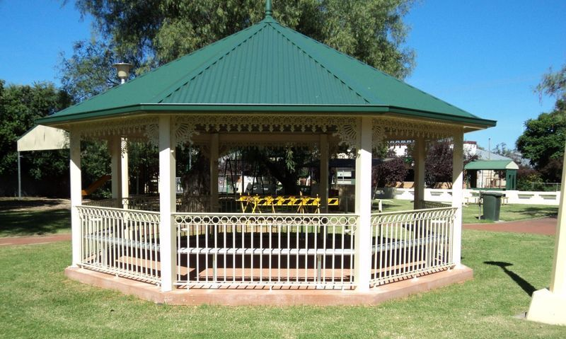 Green-roofed Gazebo With White Railing — The Gazebo and Shade Centre in Beechworth, VIC