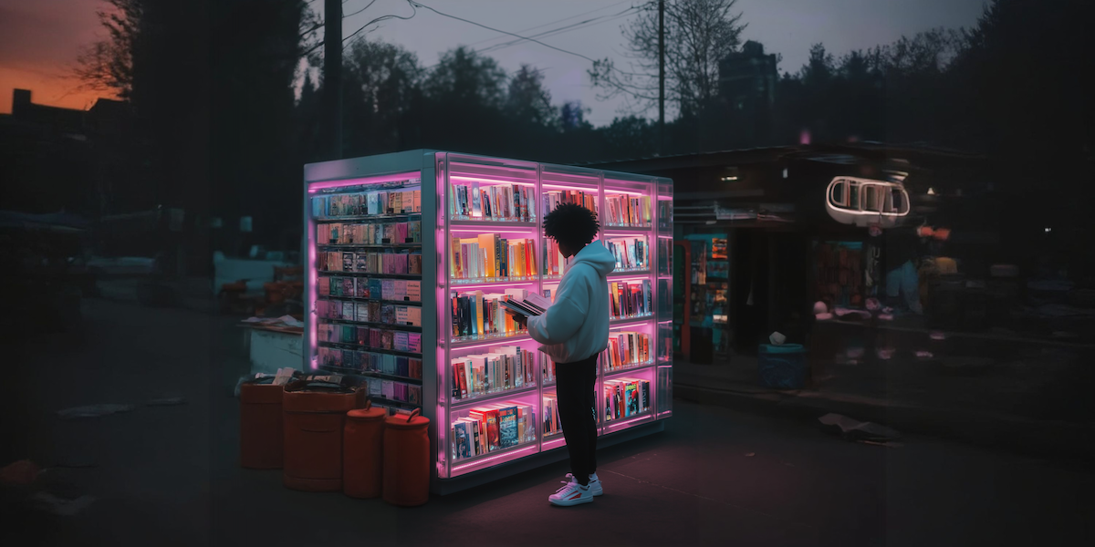 Persoon leest een boek voor een grote boekenkast – boek vormgeven bij Sefira Design