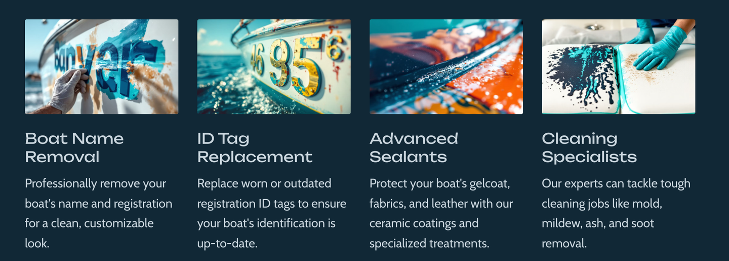 A screenshot of a website showing four different types of services.