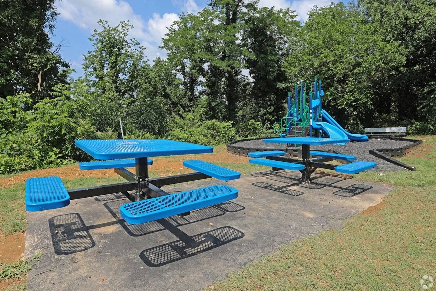 Outdoor picnic tables.