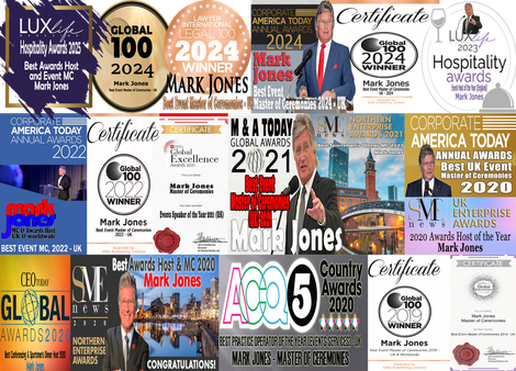 Some of Mark's awards. Master of Ceremonies,  Awards Host, Compere