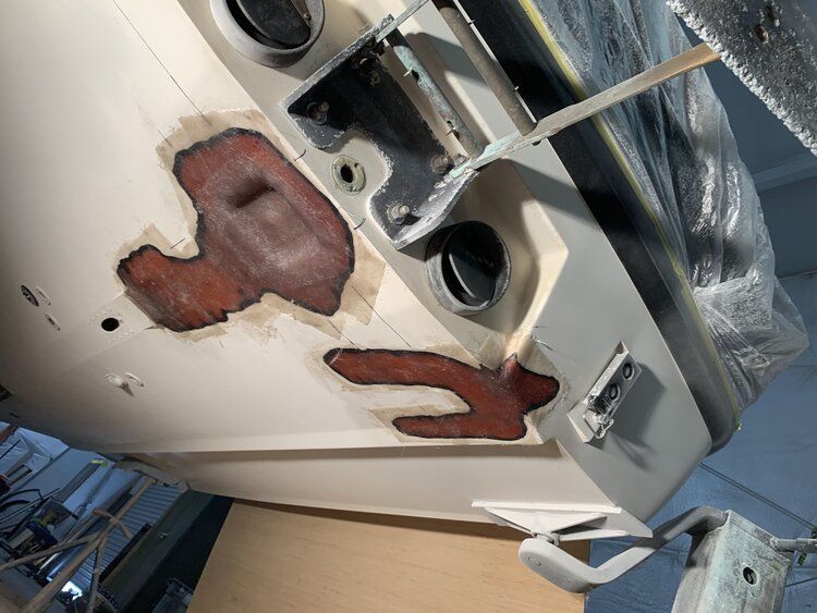 A close up of a boat with a hole in it
