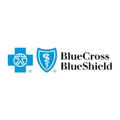 A blue cross blue shield logo with a cross , shield , and caduceus.