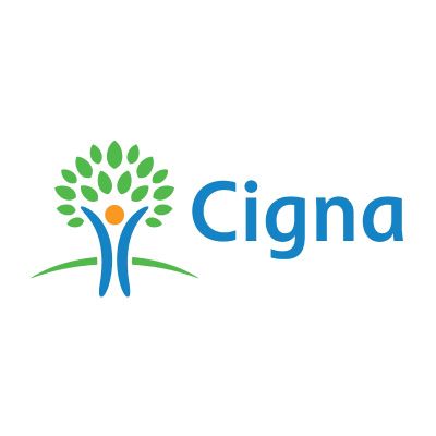 The cigna logo has a tree and a person in it.