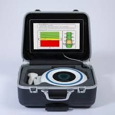 A briefcase with a device inside of it.