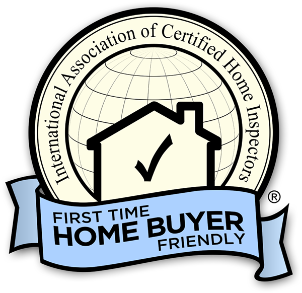 Logo for home inspectors: globe with house outline and checkmark, banner 