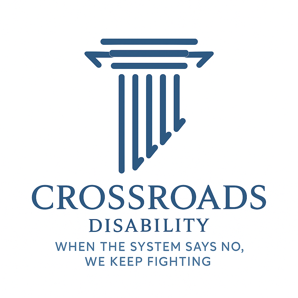 The logo for crossroads disability when the system says no , we keep fighting.