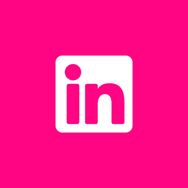Um logotipo branco do linkedin em um fundo rosa