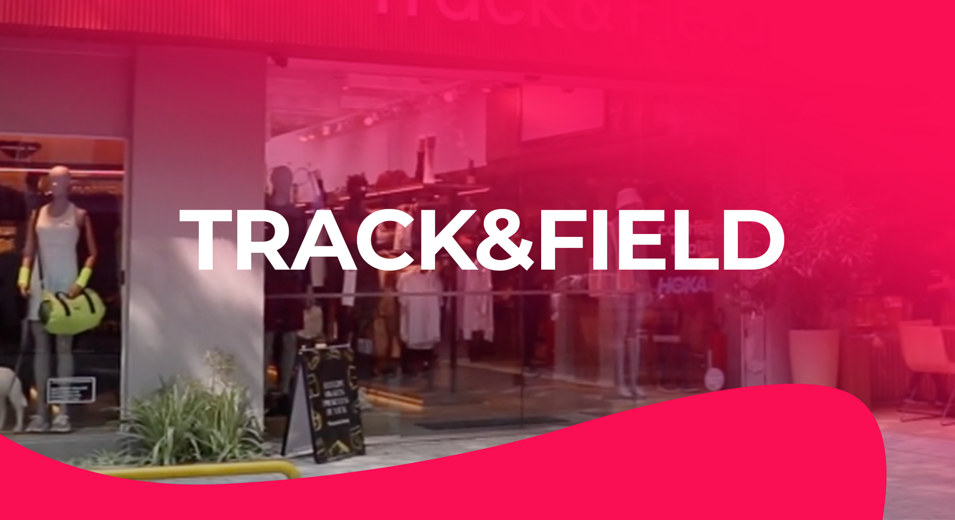 O logotipo do atletismo está em um fundo rosa.